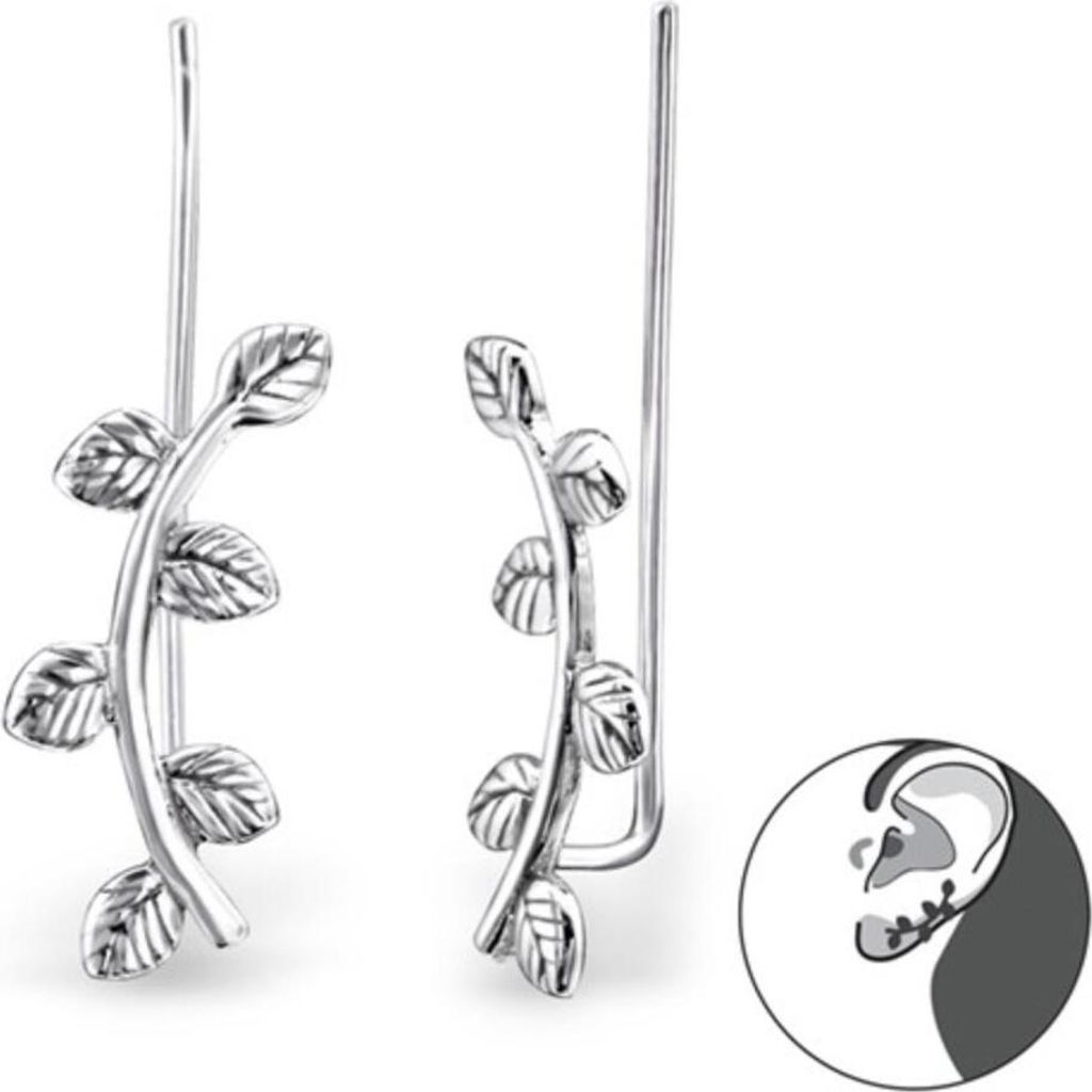 Ear Cuffs Ohrklemmen Ohrringe Silber „Blätter“