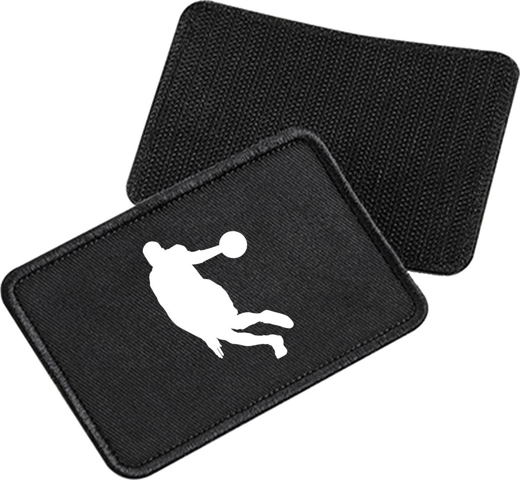 Huuraa Patch Basketball Silhouette Black 10 x 6,5cm Baumwolle Klettpatch für Mütze Geschenkidee