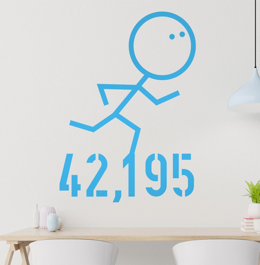 42,195 run Strich Wandtattoo in 6 Größen - Wandaufkleber Wall Sticker - Dekoration, Küche, Wohnzimmer, Schlafzimmer, Badezimmer