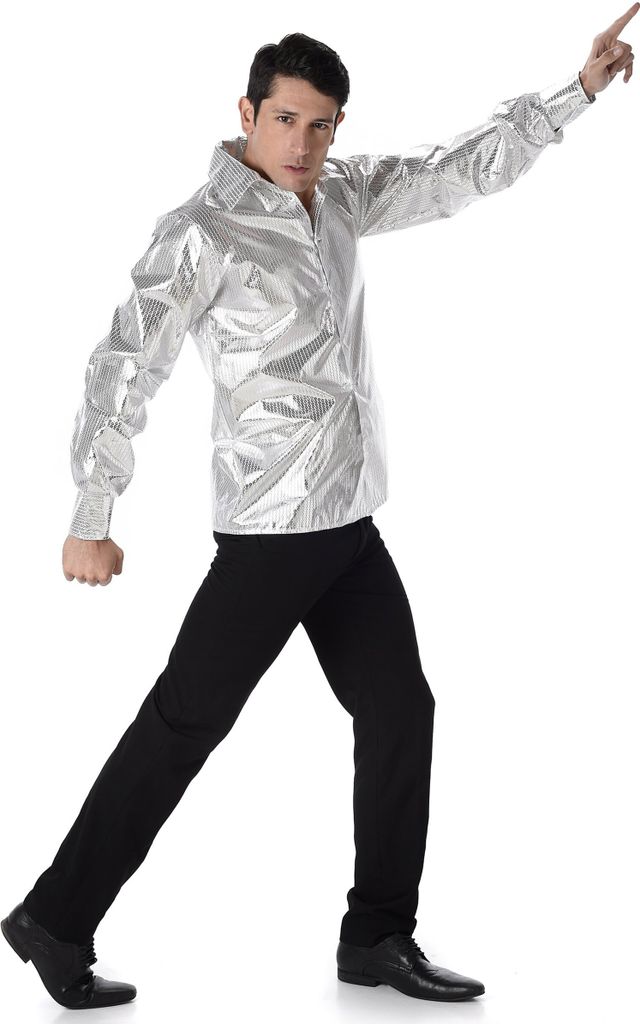Disco Hemd im Pailletten-Look für Herren L