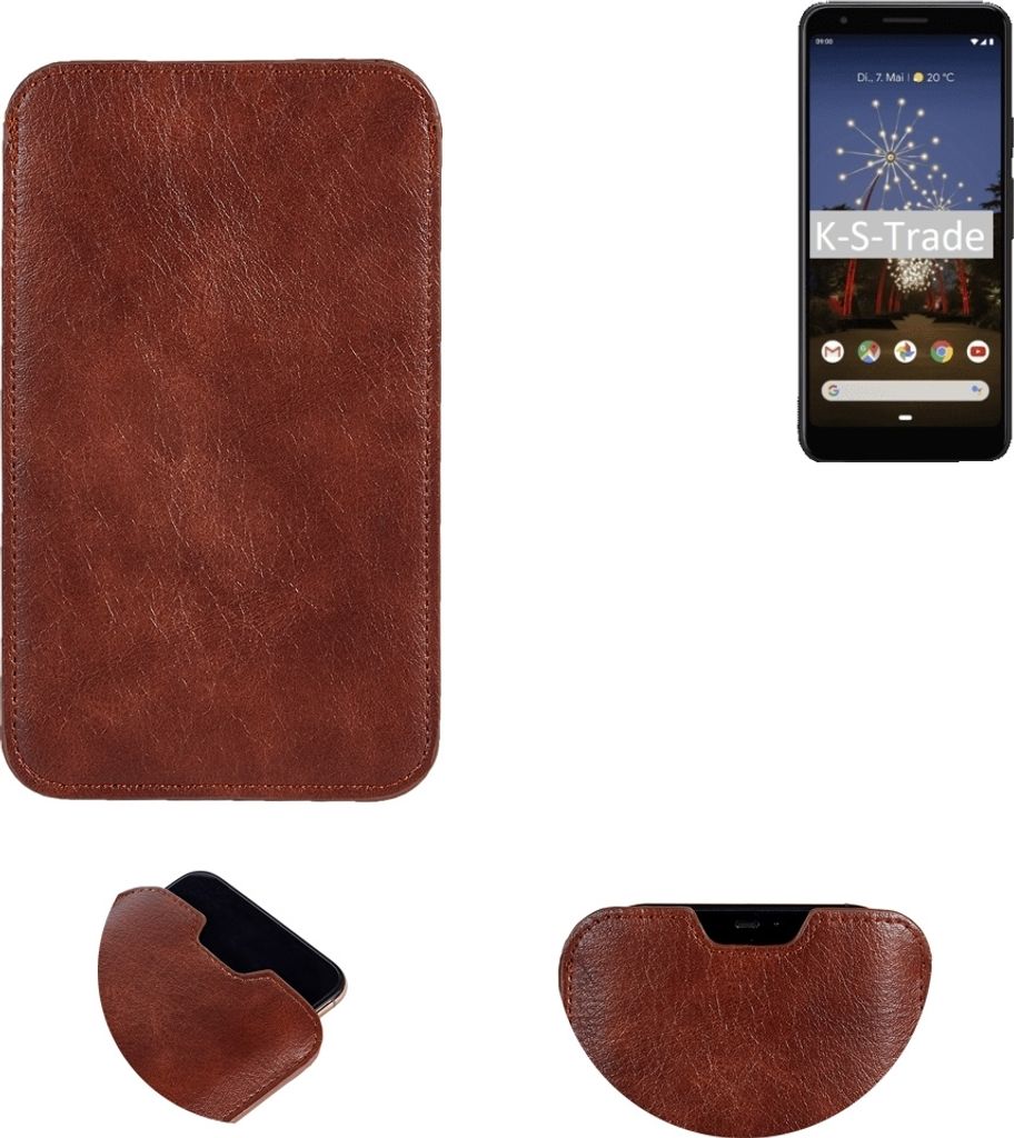 K-S-Trade Schutzhülle Handyhülle kompatibel mit Google Pixel 3a Handytasche Kunstleder Sleeve in braun