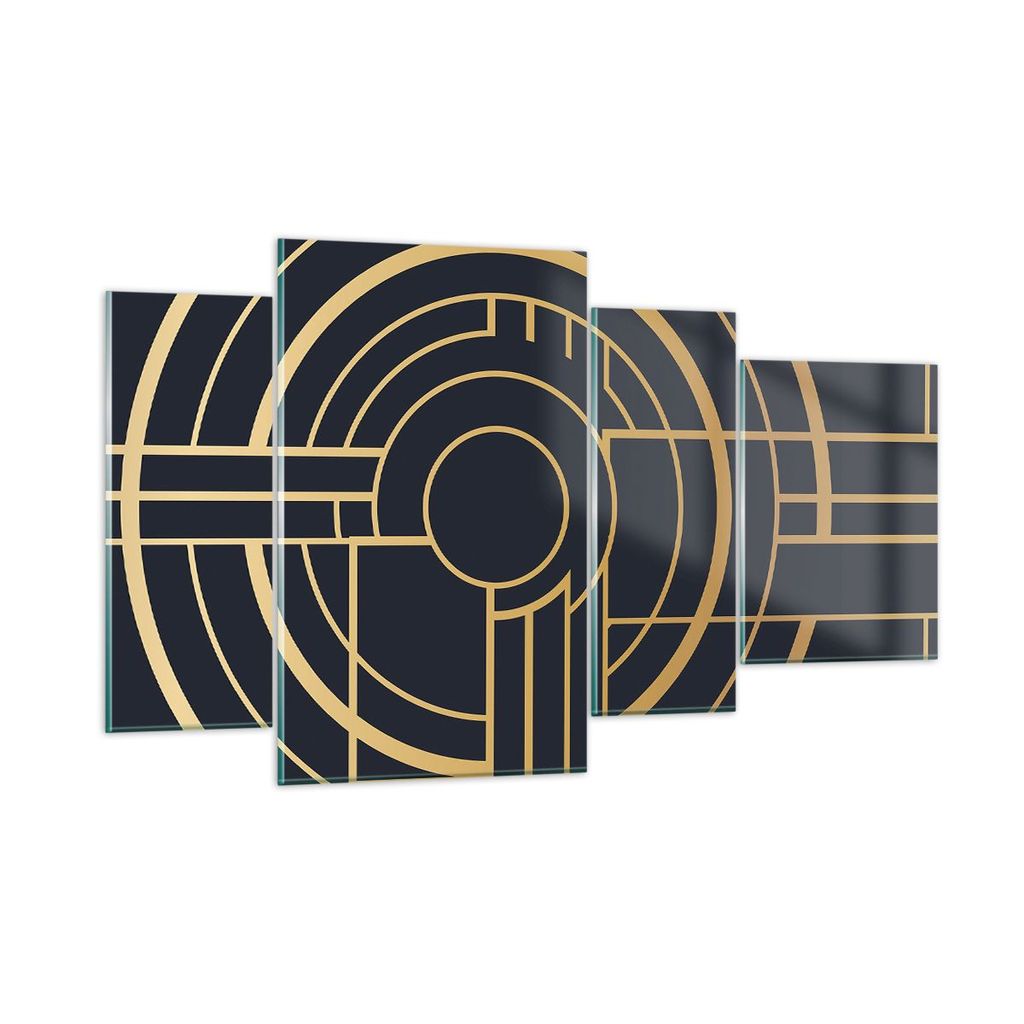 Bilder auf glas - 4 Teile - Abstraktion Stück Modern - 120x70cm - Glasbilder - Wandbilder - Bilder - zum Aufhängen bereit - Wanddekoration aus Gl...