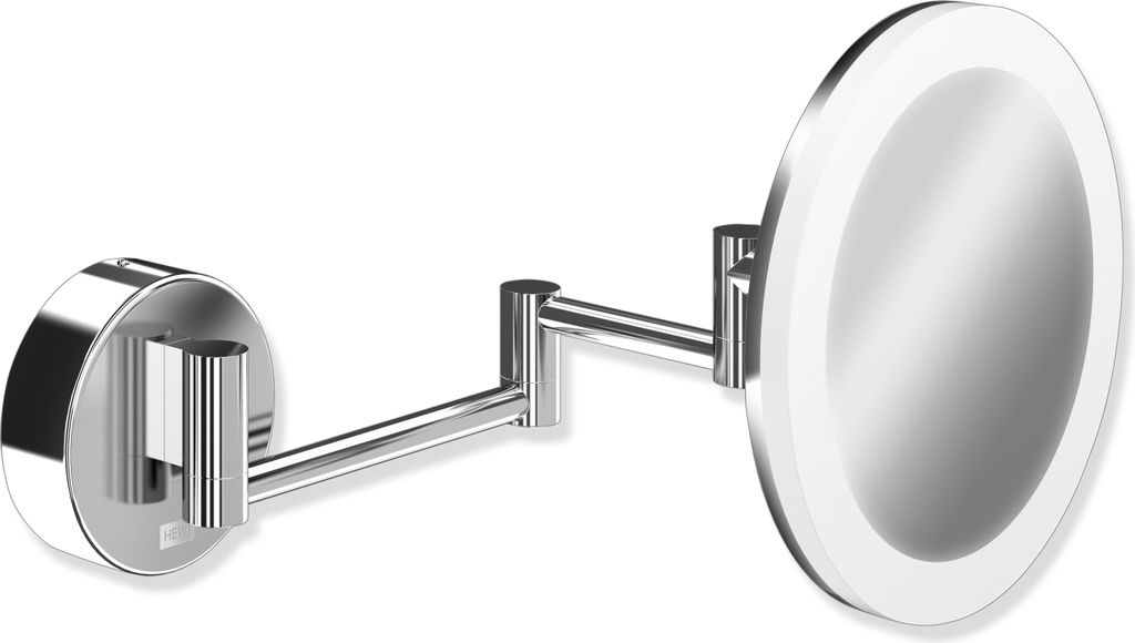 HEWI Kosmetikspiegel, beleuchtet, einseitig konkav, Wandanbindung verchromt