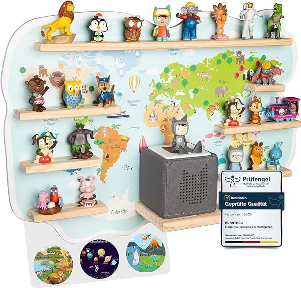 bunnyboo Toniebox Regal - für bis zu 45 Tonies - 2024 - Magnetisches Regal für Toniebox und Figuren - e Qualität - Für Jungen und Mädchen (Wel...