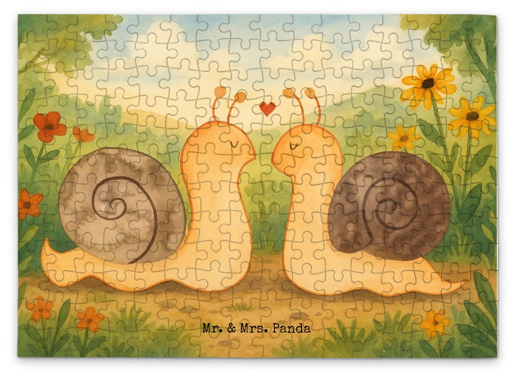 Mr. & Mrs. Panda Puzzle Schnecken Liebe Design 192 Teile - Weiß - Geschenk, Paar, Zufrieden, 2000, Pärchen, 500, Geduldspiel, Freundin, Große, P...