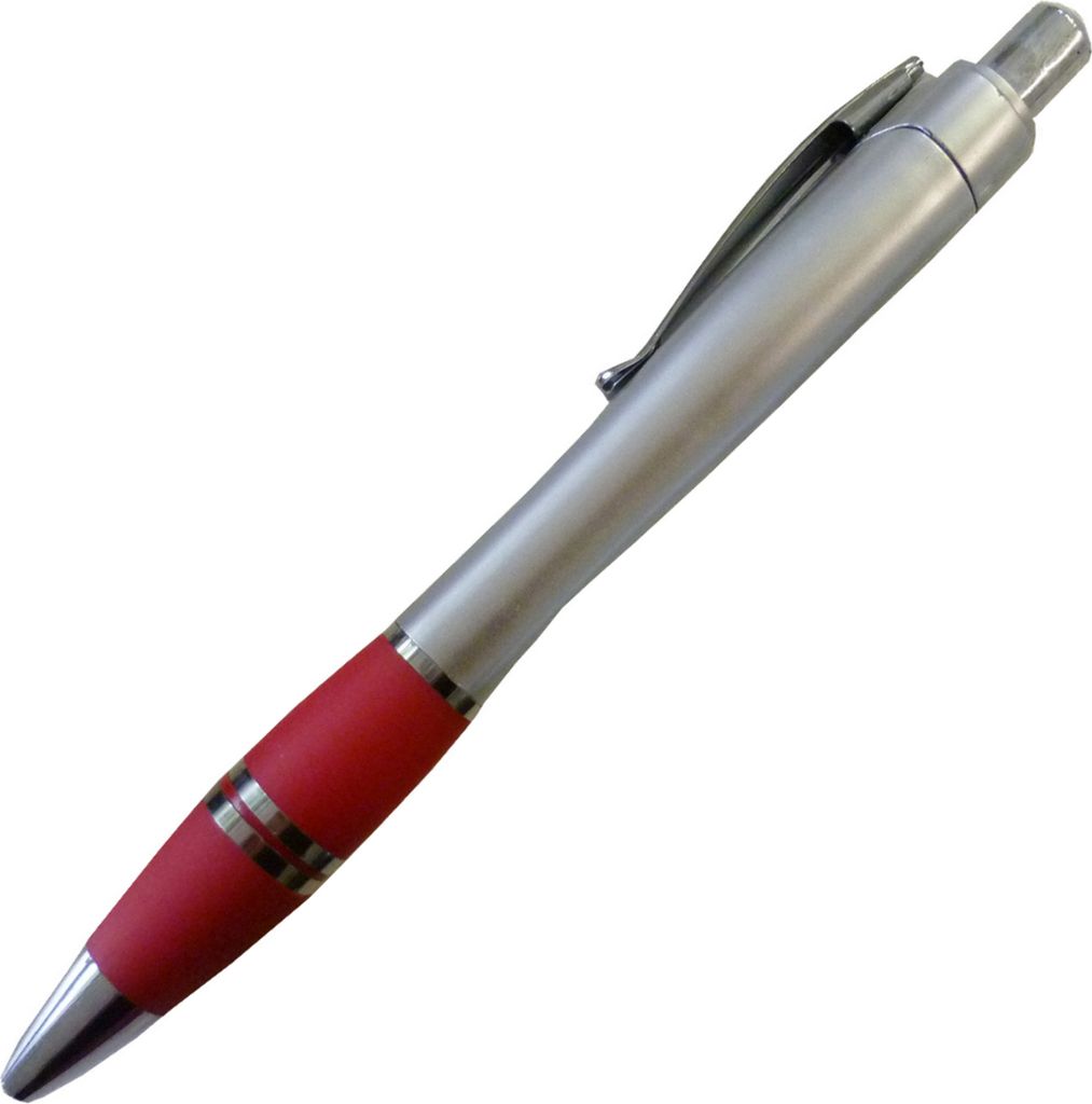 10x Kugelschreiber / Farbe: silber-rot