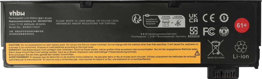 vhbw Akku kompatibel mit Lenovo ThinkPad T480 (20L**), T470 Produktbild 