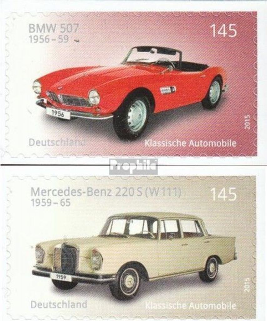 Briefmarken BRD (BR.Deutschland) 2015 Mi 3147-3148 (kompl.Ausg.) selbstklebende Ausgabe postfrisch Klassische Autos