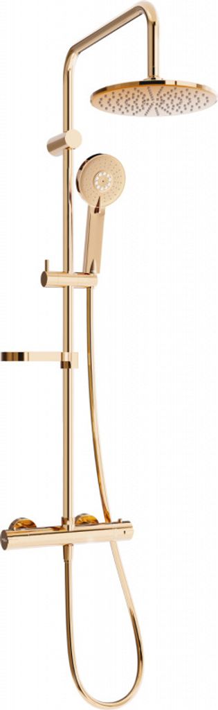 Mexen KX40 Brausegarnitur für Aufputzmontage mit Kopfbrause und Thermostatmischer, Rosa Gold - 771504091-60