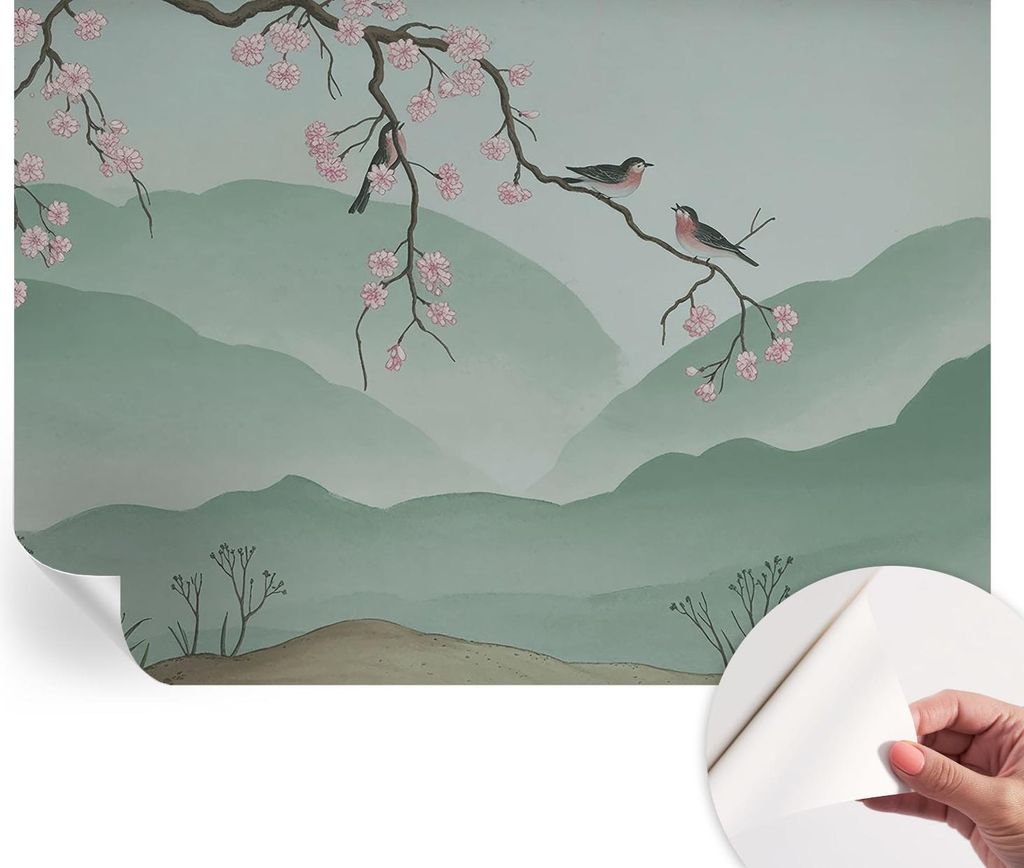 Selbstklebende Wandtapete - Dekorative Tapete für Wohnzimmer - Klebefolie für Wandbilder - Tapetenfolie für Wanddekoration - 312x219 cm - Japani...