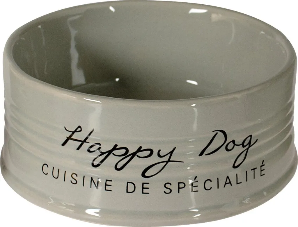 Gamelle anti-renversement Duvo+ Stone Happy Dog grise 18,5 cm en céramique