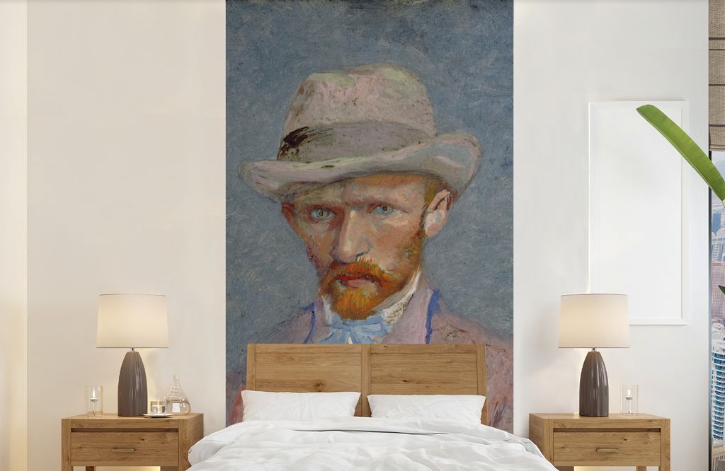 MuchoWow Fototapete für Wohnzimmer oder Schlafzimmer Wandtapete Vinyl Motivtapete Selbstporträt - Vincent van Gogh - 120x240 cm - Hintergrundbild