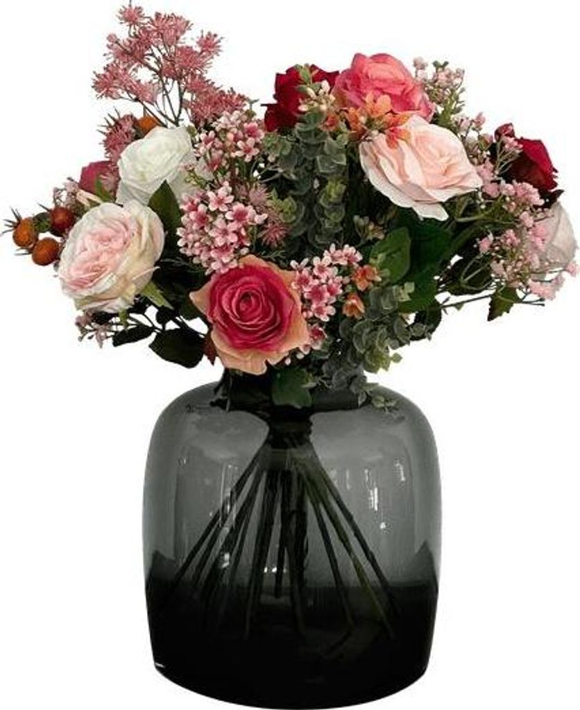 Kunstblumenstrauß Rosen 45cm künstlicher Blumenstrauß Deko künstliche Blumen