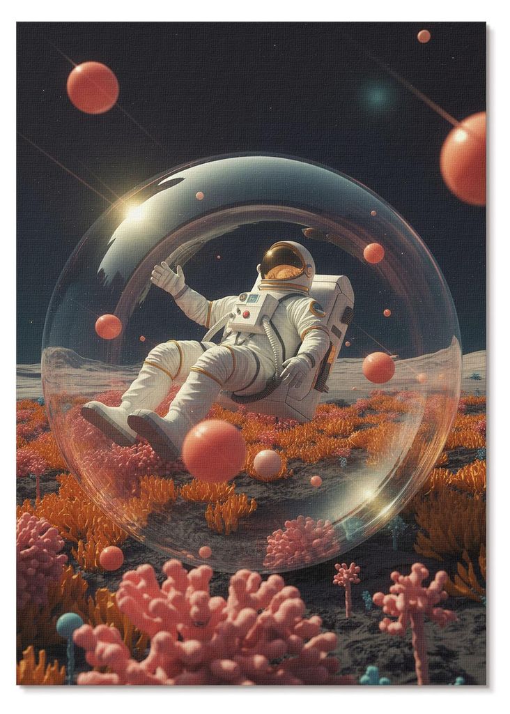 POSTER - 21x29 cm (A4) - Perspective Lab - Astronautenweltraum, bunte Pflanzen, Kosmos - Wandbild für Wohnzimmer Schlafzimmer & Flur, Modernes Pos...