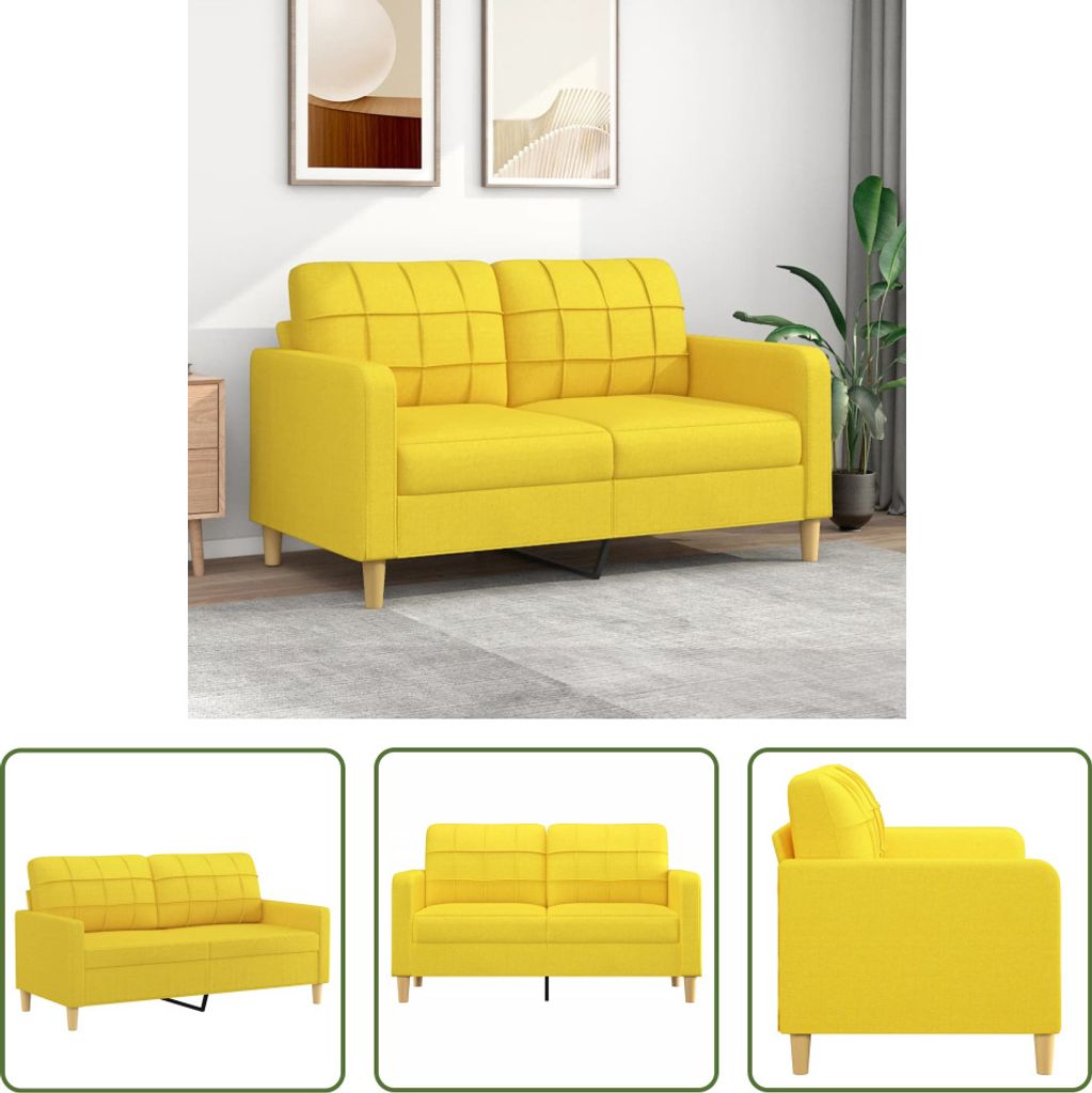 The Living Store 2-Sitzer-Sofa Hellgelb 140 cm Stoff