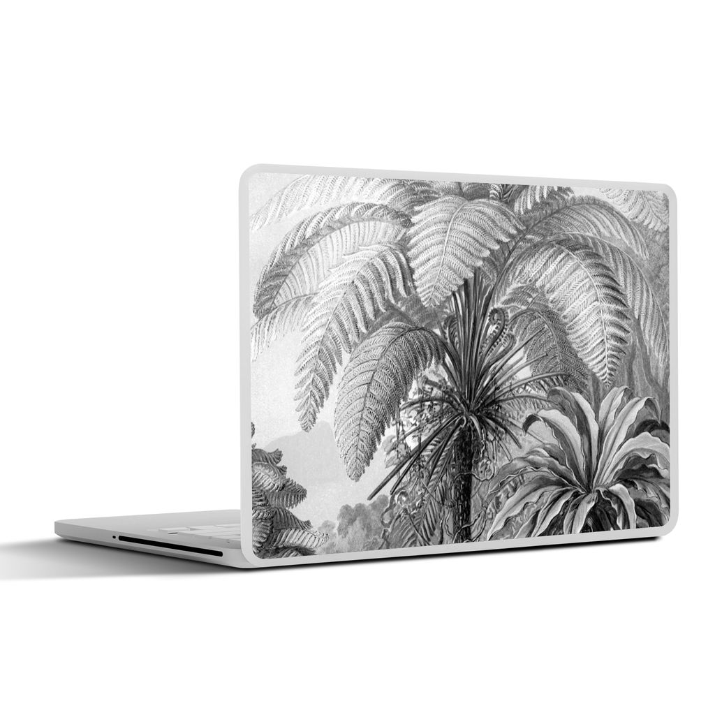 MuchoWow Laptop Aufkleber Sticker Cover Pflanzen - Schwarz und weiß - Design - Illustration - Botanisch 30x22 cm - Laptop-Sticker