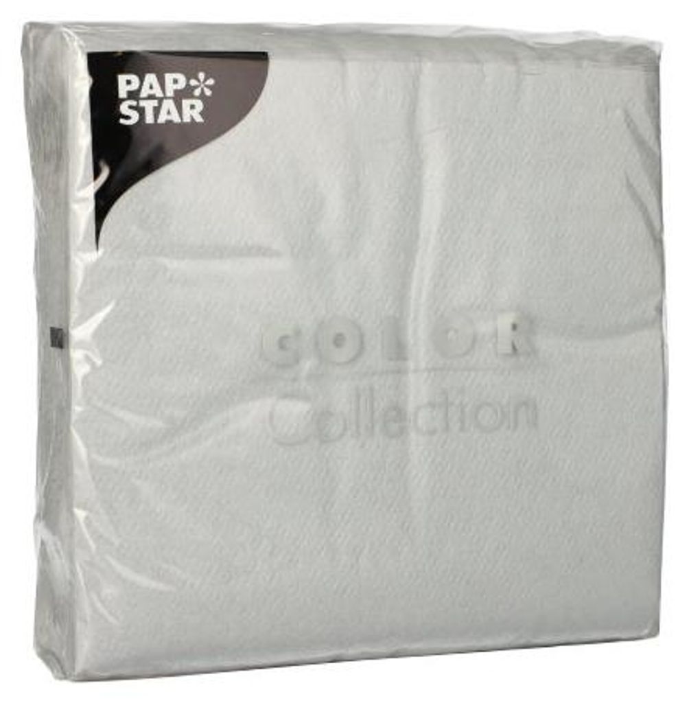 1200 Servietten, 1-lagig 1/4-Falz 33 cm x 33 cm hellgrau Produktbild 