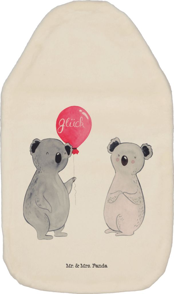 Mr. & Mrs. Panda Wärmekissen Koala Luftballon - Weiß - Geschenk, Geburtstag, Wärmflasche, Party, Wärmflaschen mit Bezug, Flauschige, wärmebeutel