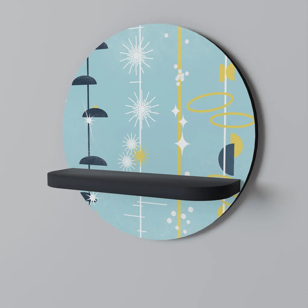 PATHS TO HAPPINESS Étagère ronde noire en métal design industriel 50cm