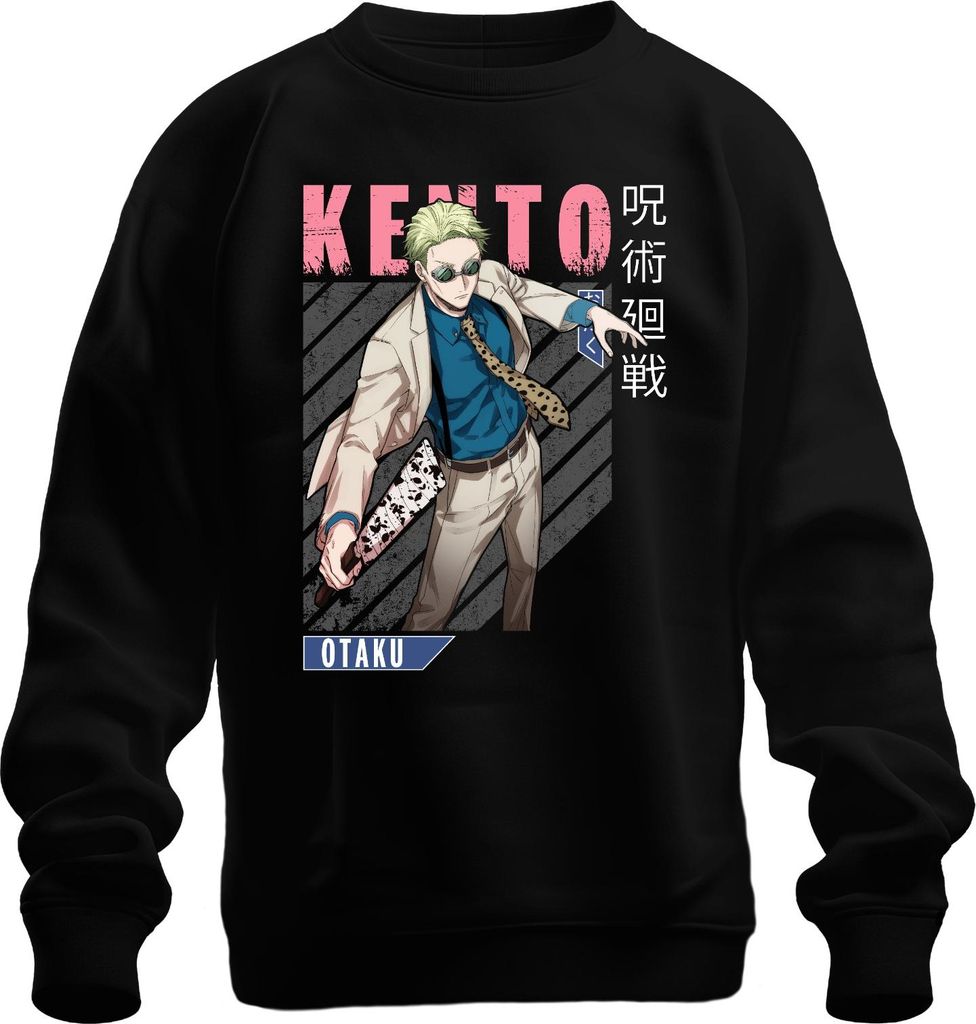 Jujutsu Kaisen Keito 呪術廻戦 Anime Ästhetik Otaku Geschenk Anzug Brille Uni Sweatshirt Pullover, Schwarz, S