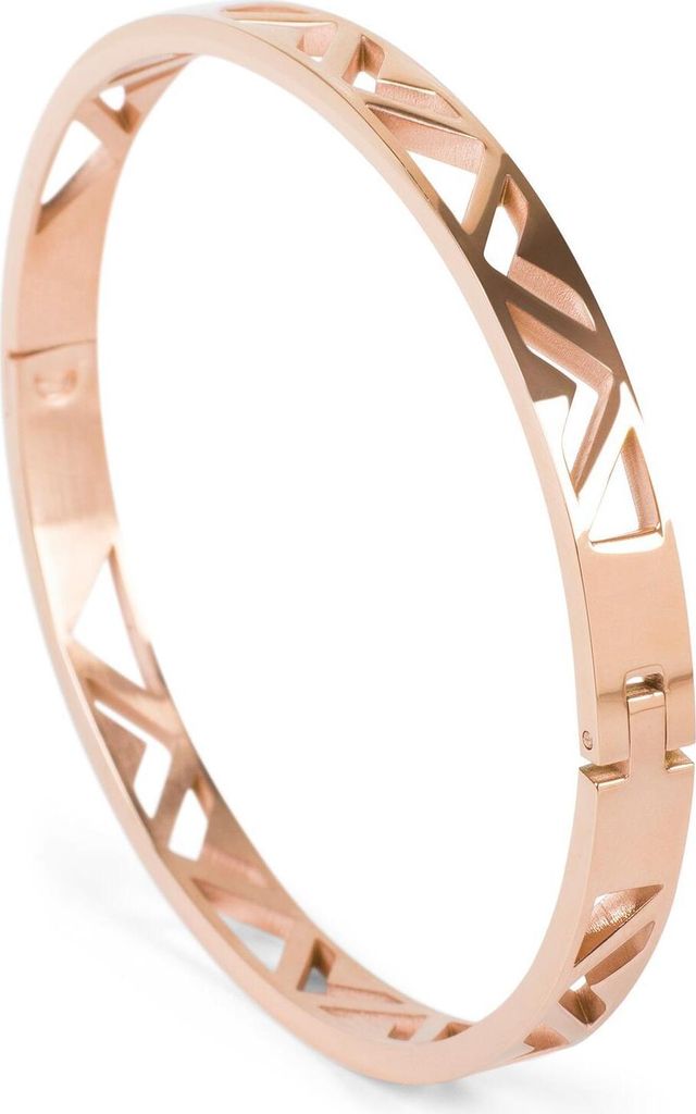 styleBREAKER Damen Edelstahl Armreif mit dreieckigen Cutouts im Azteken Style, Clipverschluss Armband, Schmuck 05040168
