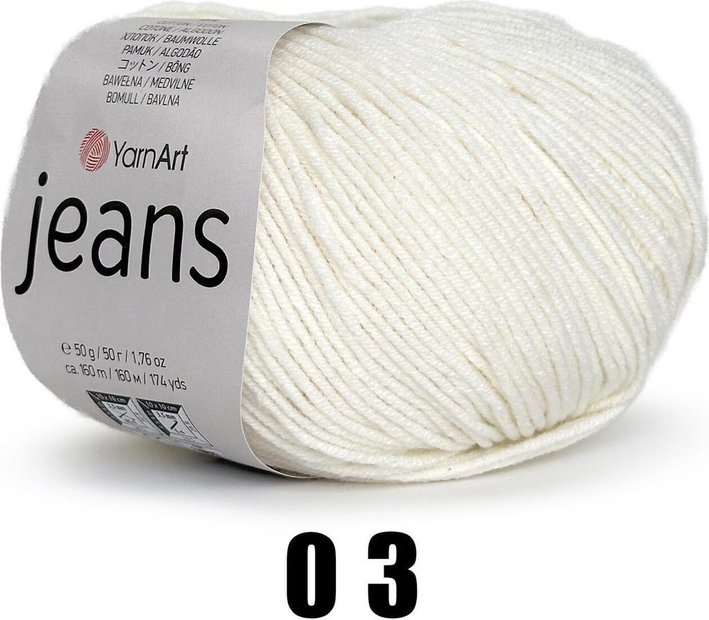YarnArt Jeans (50g/160M) 03 naturweiß Obrázek produktu 2