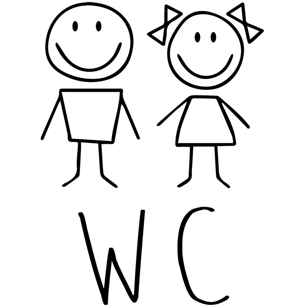 WC Tür-Aufkleber I schwarz I 18 x 24 cm I Motiv Mädchen und Junge I für Badezimmer-Tür, Toiletten-Sticker I Klebe-Schild für Restaurant Laden ...