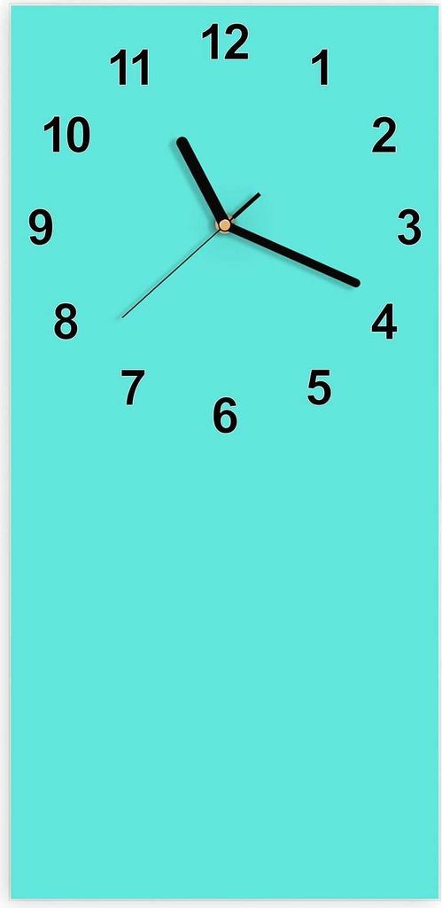 Wanduhr aus Glas mit Motiv Mintblauer Hintergrund- 30 x 60 cm - inkl. Aufhängesystem