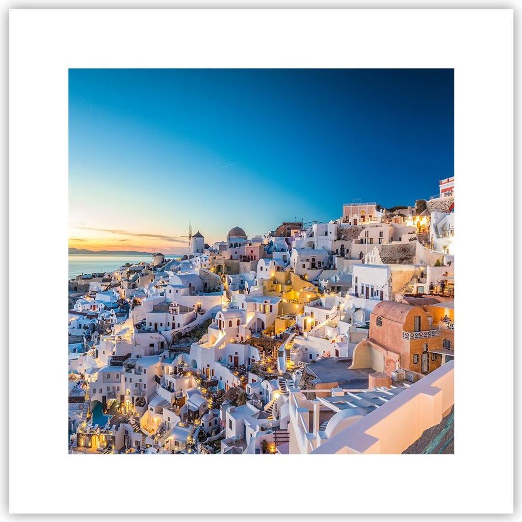 Poster - Poster ohne Rahmen - Griechenland Insel Sommer - 30x30 cm - Wand Bild - Wanddeko - Wandbilder - Kunstposter - Wandposter - Bilder - Kunstd...
