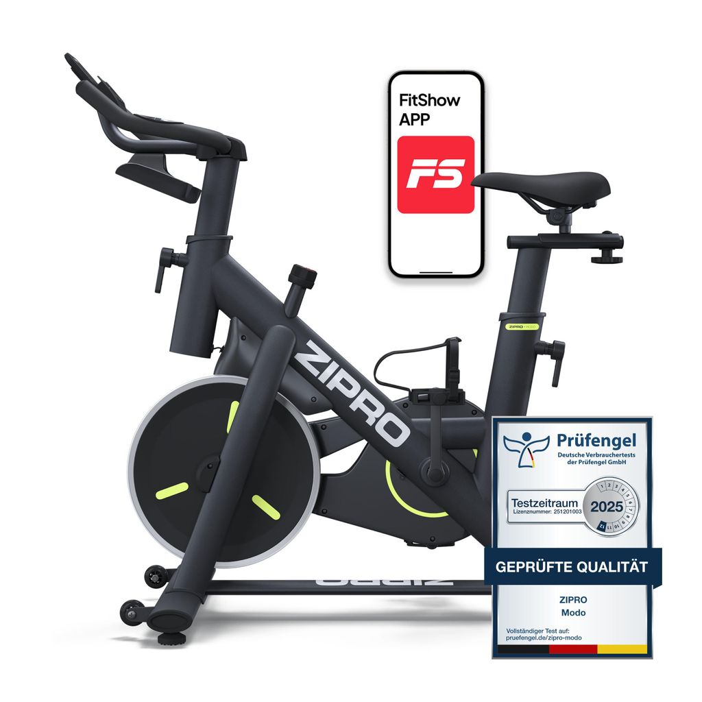 ZIPRO Heimtrainer Fahrrad Modo Bluetooth App Indoor Cycle Fitnessbike Hometrainer Bike leise Cardio Training Senioren 110 kg Trimmrad Kinomap