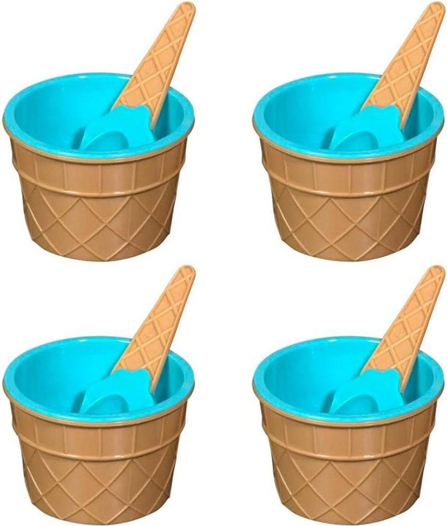 4x Glasschalen mit Löffeln - Blau