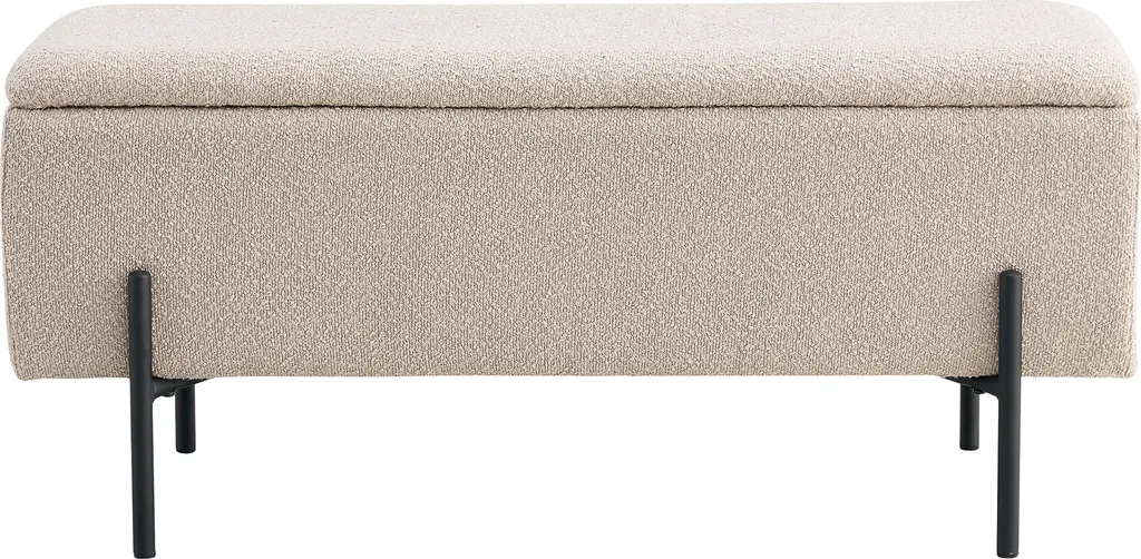 Petit banc de rangement Watford bouclé beige pour gagner de la place