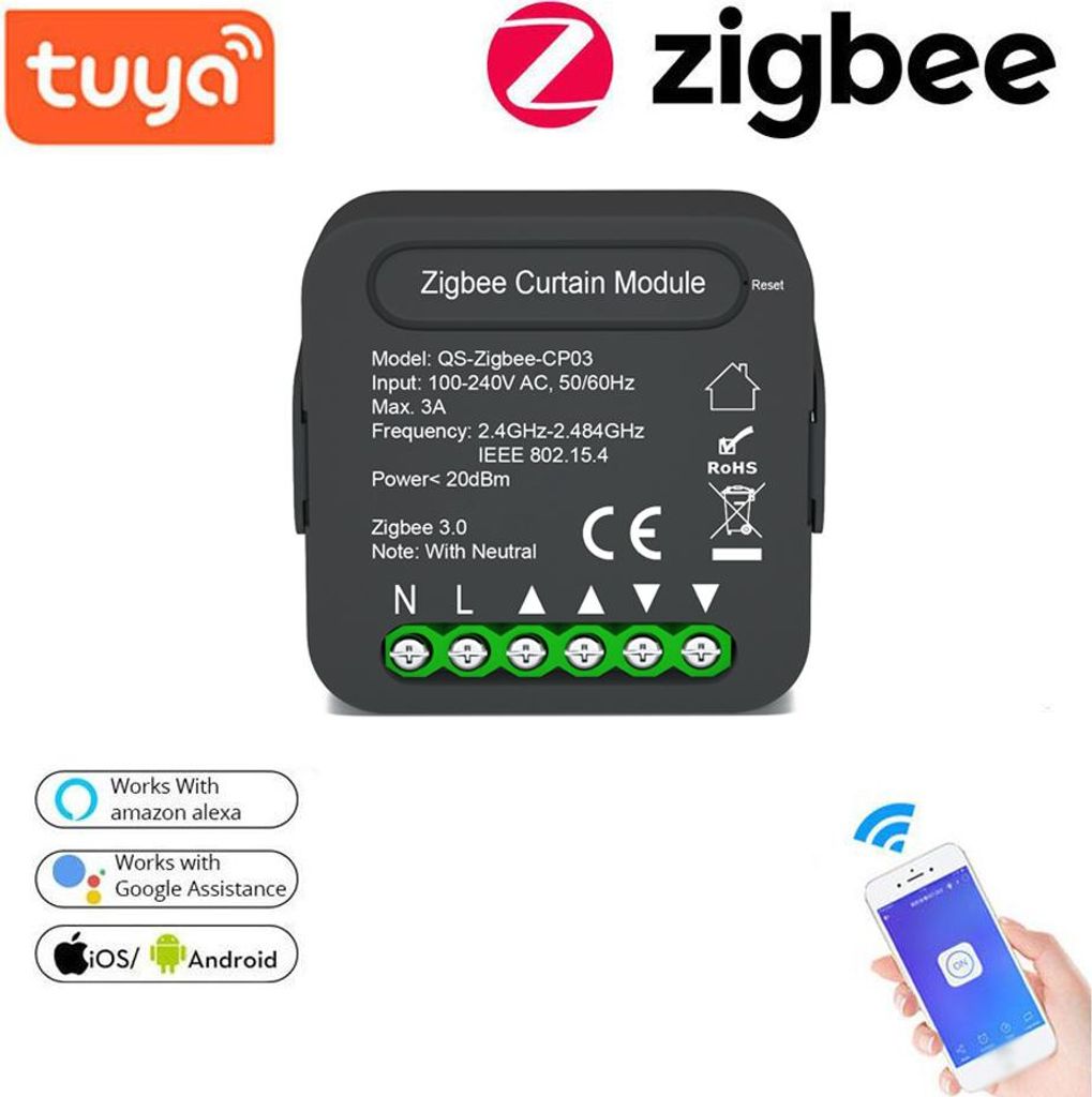 QS-Zigbee-CP03 Tuya ZigBee Intelligent Curtain Swtich Module Home Curtain Modification Module Mobilephone Device Sharing Timing Funktion APP Fernbe...
