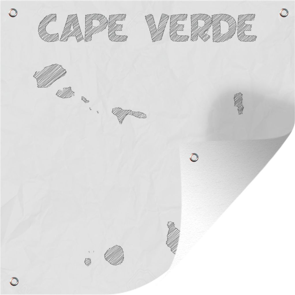 MuchoWow 100x100 cm Outdoor-Poster Gartendeko Sichtschutz Garten Poster für den Garten Kap Verde Illustration auf einem weißen Hintergrund