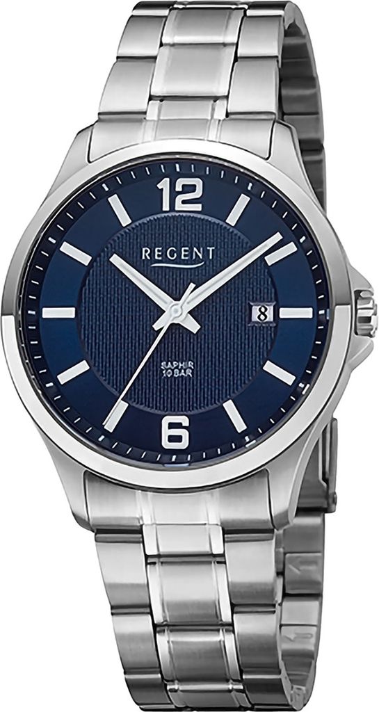 Regent Metall Herren Uhr Armbanduhr Quarz silber Metallarmband D2URF1526