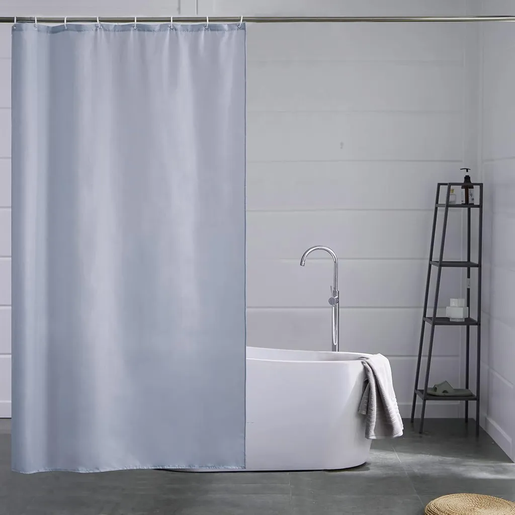 Tenda Doccia 120x180 Poliestere Grigio Blu Idrorepellente con 8 Ganci