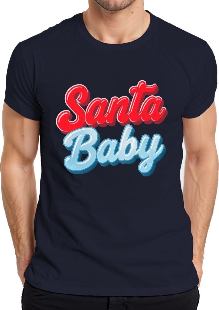 Santa Baby Weihnachten Weihnachtsmann Weihnachtsgeschenk Retro Herren T-Shirt, Navy, S