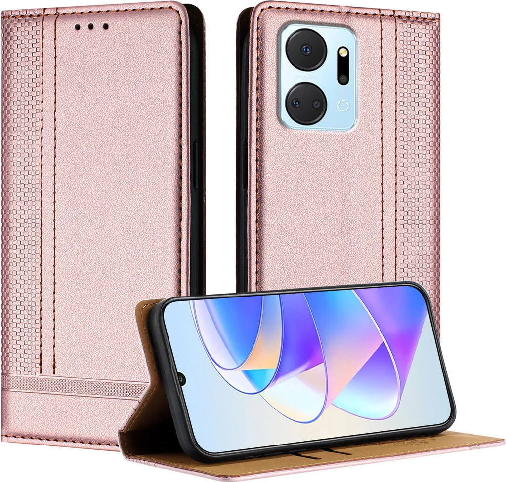Honor X7A Cover Rosa Pelle: Portafoglio Glamour con Stand Integrato