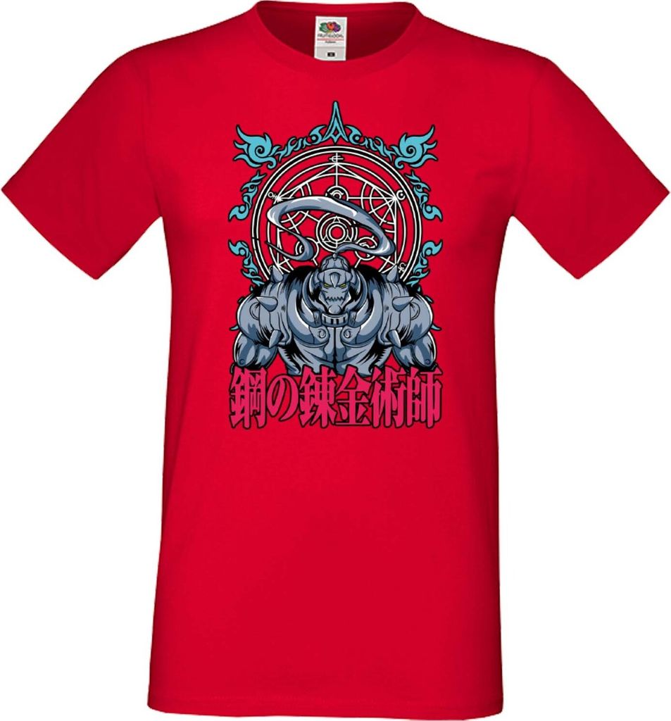 Herren T-Shirt Anime Manga Fullmetal Alchemist Alphonse Elric Elric Alphonse, Man 2XL / Rot
