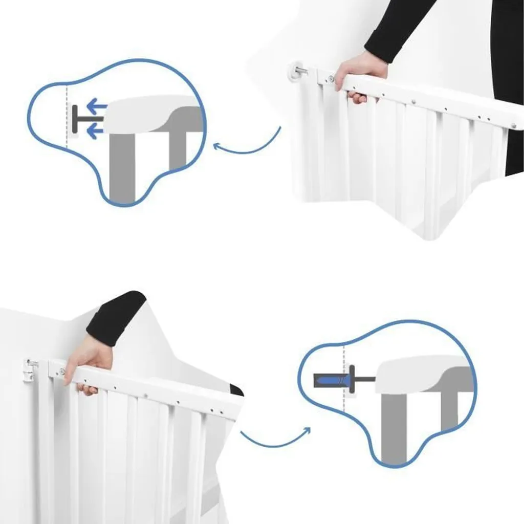 Barrière de Sécurité Enfant Extensible Noire Fixation Pression et Vis - 15