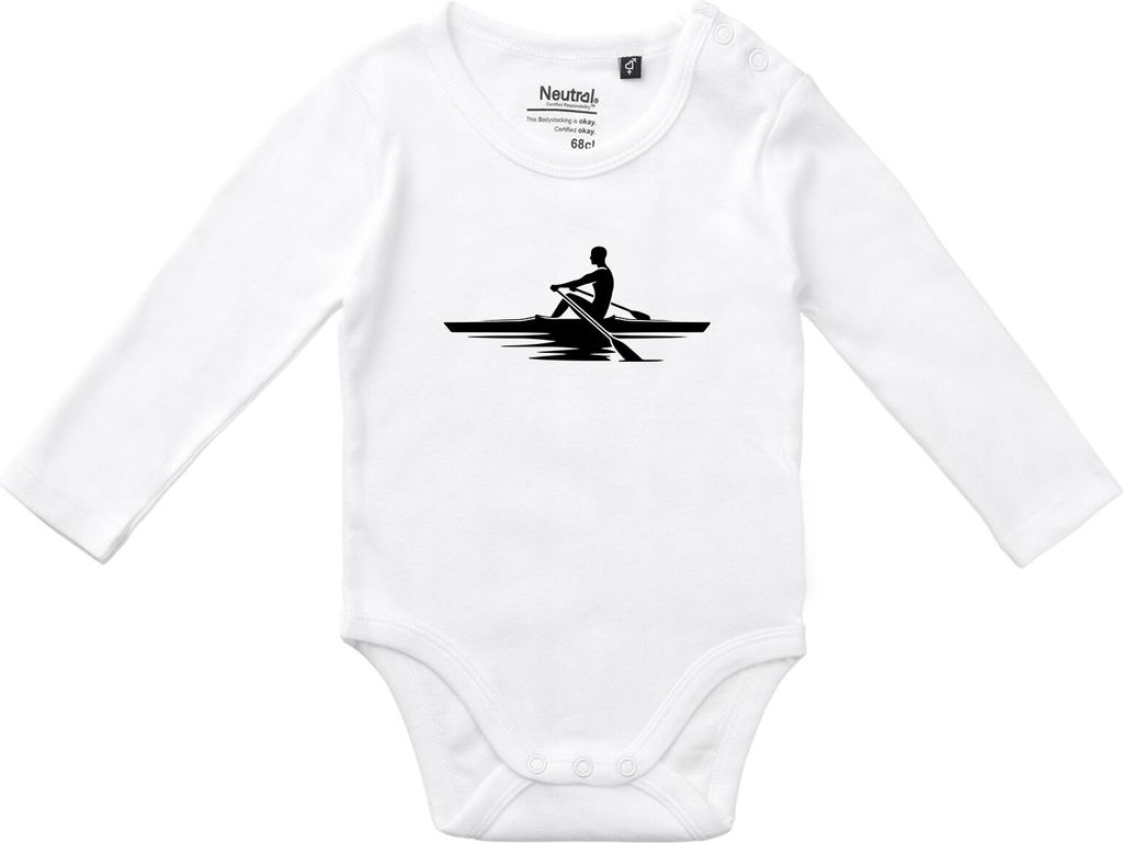 Huuraa Baby Body Rudern Rowing 80 White Baumwolle Fairtrade Langarmbody Geschenkidee