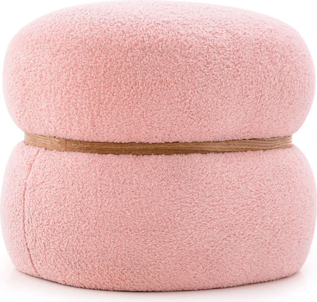 Tabouret de coiffeuse rose pour chambre et salon, pouf ovale doux