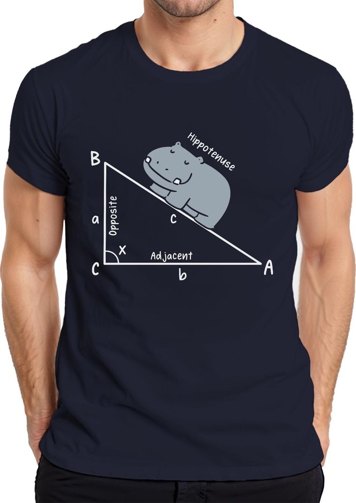 Hippotenuse Mathe Trigonometrie Dreieck Hippo Geschenk Lehrer Herren T-Shirt, Navy, S