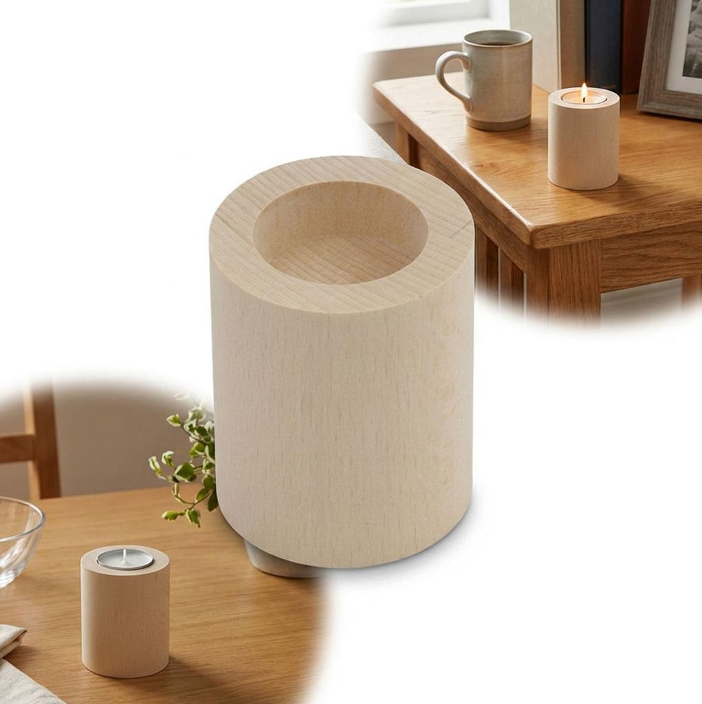 ŚWIECZNIK OKRAGŁY 8cm, drewniany DECOUPAGE Zdjęcie produktu 