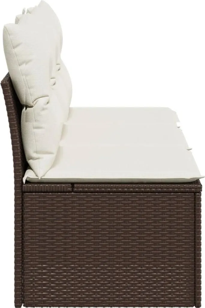 vidaXL Divano da Esterno 3 Posti Polirattan Marrone con Cuscini - 5