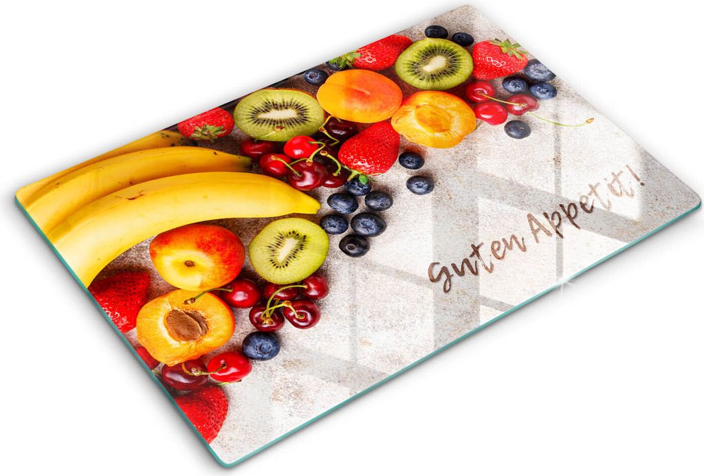 Glasschneideplatte - Herdabdeckplatte - 80x52 cm - Schneidebrett - Spritzschutz - Hindernis, Guten Appetit!