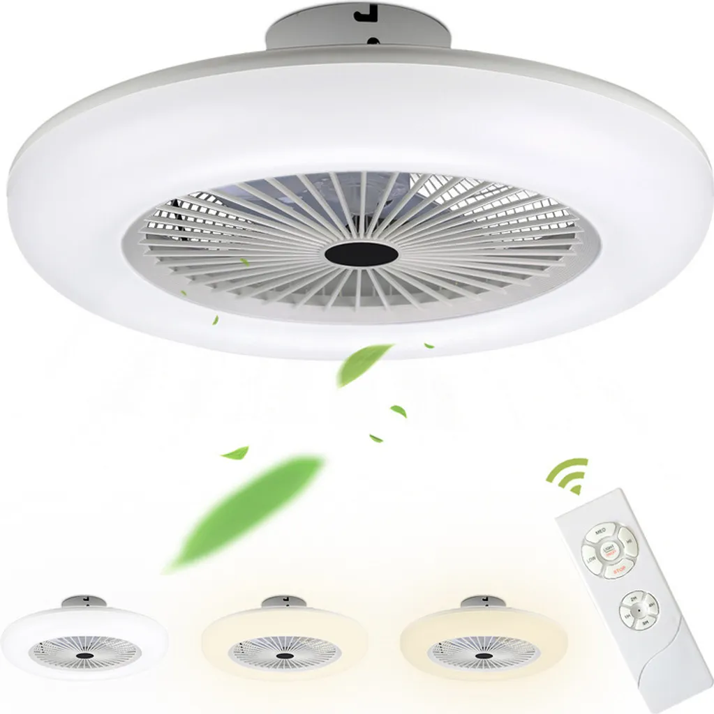 Lampadario Ventilatore Soffitto 80W con Luce CCT e Telecomando Wireless