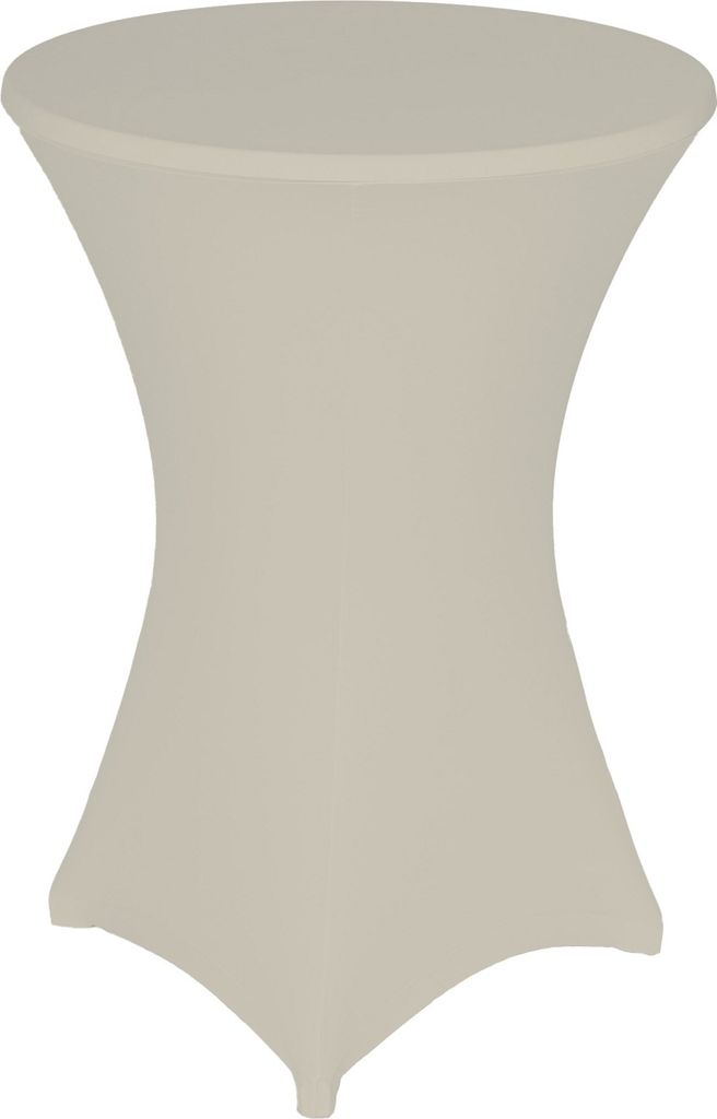 TexDeko Stretch Stehtischhusse für Bistrotisch Ø 80-85 cm Creme | strapazierfähig verstärkte Fußtaschen bügelfrei waschbar