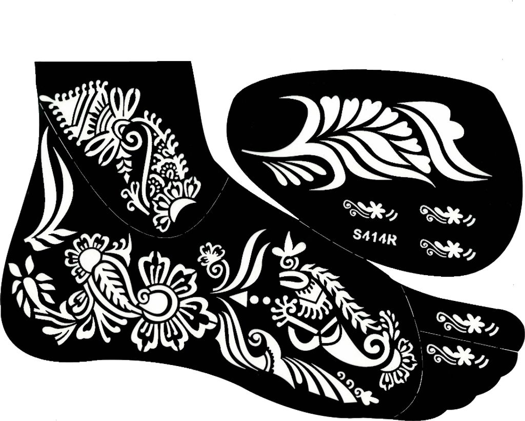 Henna Tattoo Schablone für den rechten Fuß