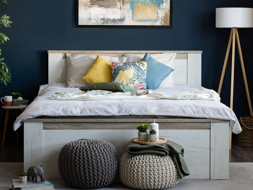 Lit Double 160x200 Claviere Idéal pour Chambre Parentale Bois Clair